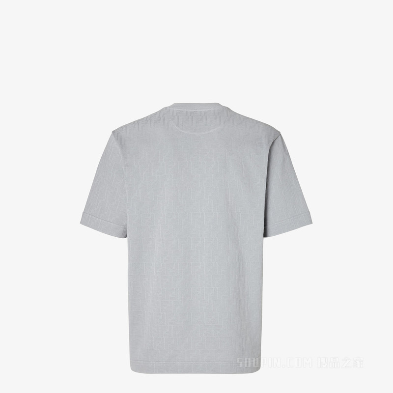 T恤 浅灰色珠地布FF提花T恤