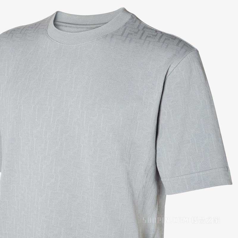 T恤 浅灰色珠地布FF提花T恤