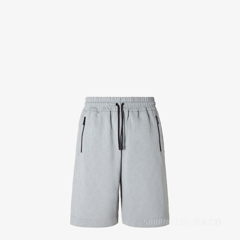 百慕大短裤 浅灰色珠地布FF提花短裤