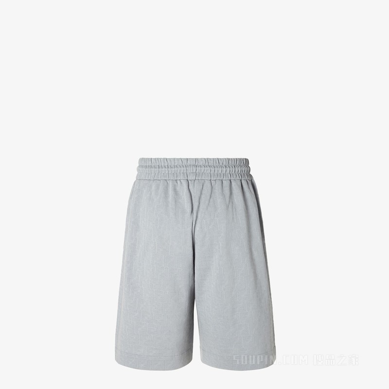 百慕大短裤 浅灰色珠地布FF提花短裤