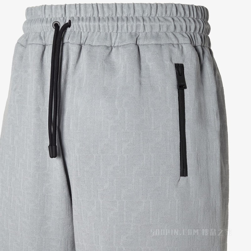 百慕大短裤 浅灰色珠地布FF提花短裤