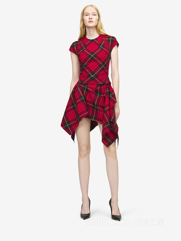“MacQueen”格纹迷你连衣裙
