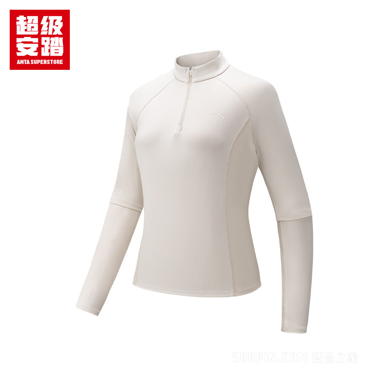 超级安踏训练女子轻暖绒长袖针织衫