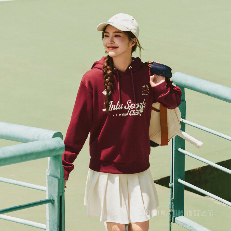 【关晓彤同款】安踏运动复古女子动型科技连帽卫衣