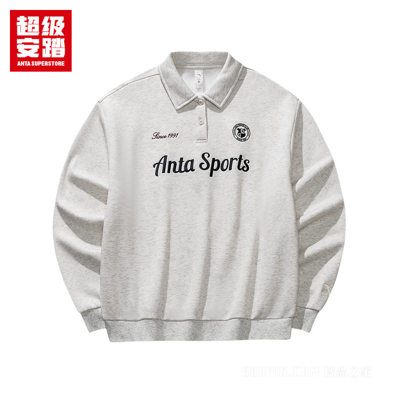 超级安踏运动复古女子密暖绒套头卫衣