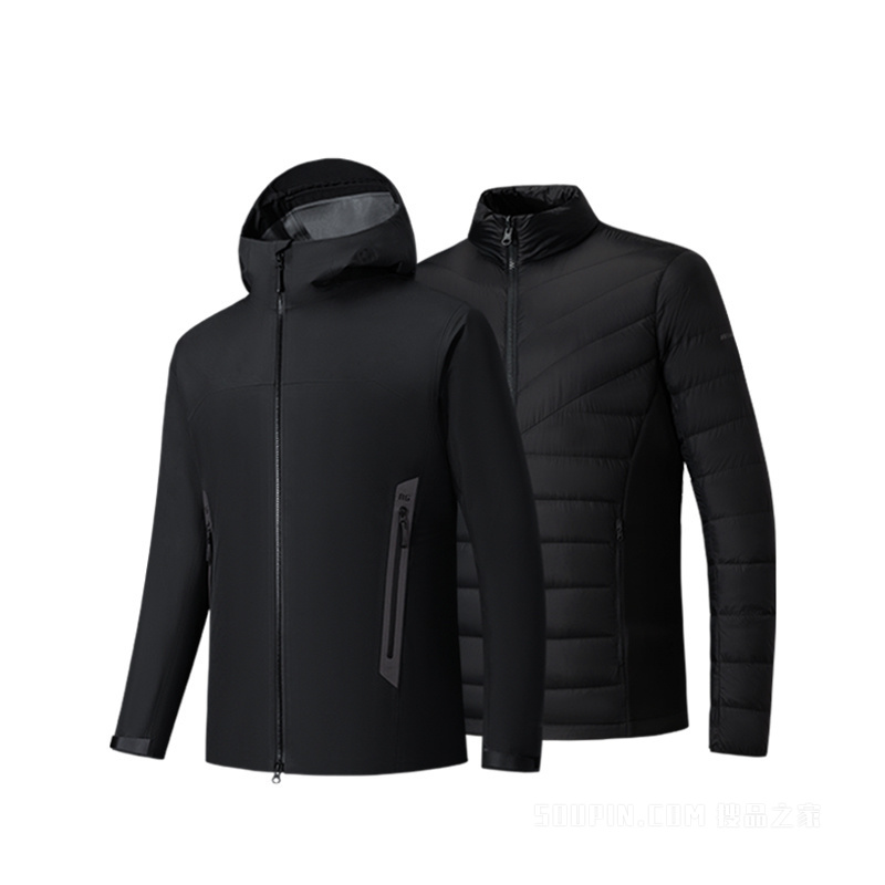 安踏冠军徒步男子无氟防泼水冲锋衣两件套