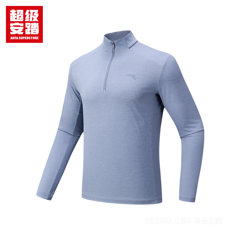 超级安踏训练男子吸湿速干长袖针织衫