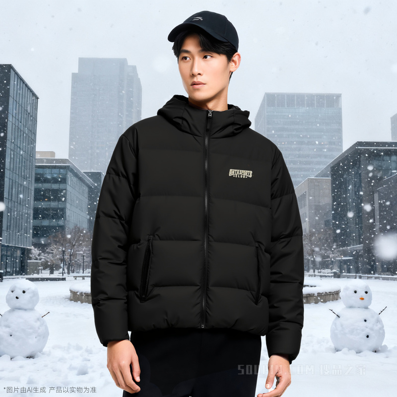安踏运动复古防泼水男子羽绒服