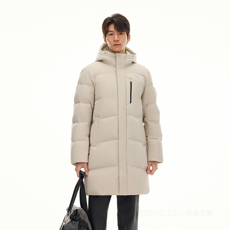 安踏「六度芯羽绒服」综训系列ANTACHN防泼水防风男子中长款冰甲羽绒