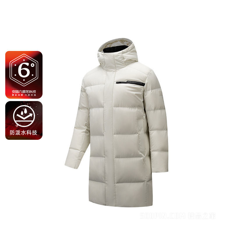 安踏「六度芯羽绒服」训练防泼水防风男子中长款羽绒服
