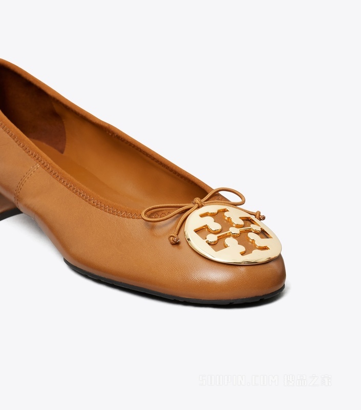 Reva 芭蕾高跟鞋 焦糖暖棕色 / 金色