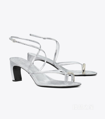 Pierced 光环系列多系带高跟凉鞋 银色/银色