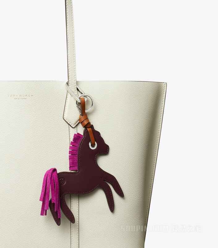 【马年特别系列】皮革小马包饰 深洋红色