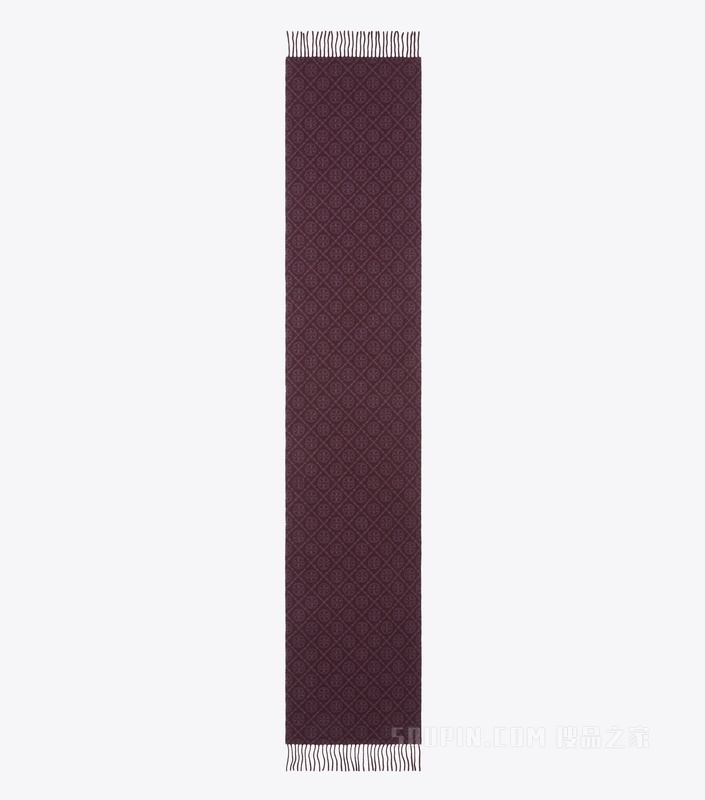 【马年特别系列】T Monogram 提花围巾 巧克力色