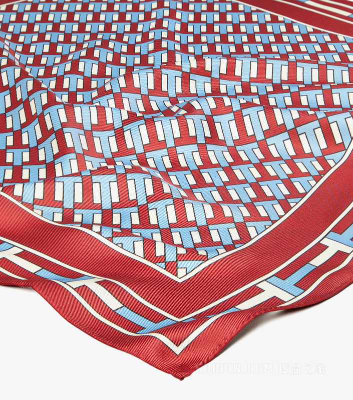 【礼物】双T Logo纹饰丝巾 红色