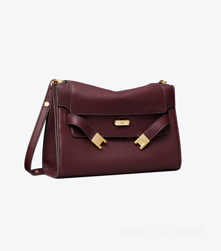 【马年特别系列】Lee Radziwill 荔枝纹肩背包 深洋红色