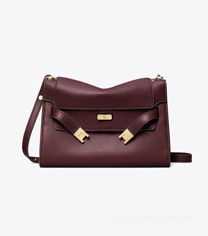 【马年特别系列】Lee Radziwill 荔枝纹肩背包 深洋红色