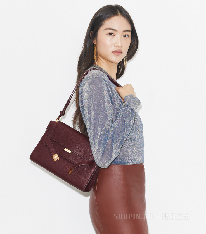 【马年特别系列】Lee Radziwill 荔枝纹肩背包 深洋红色