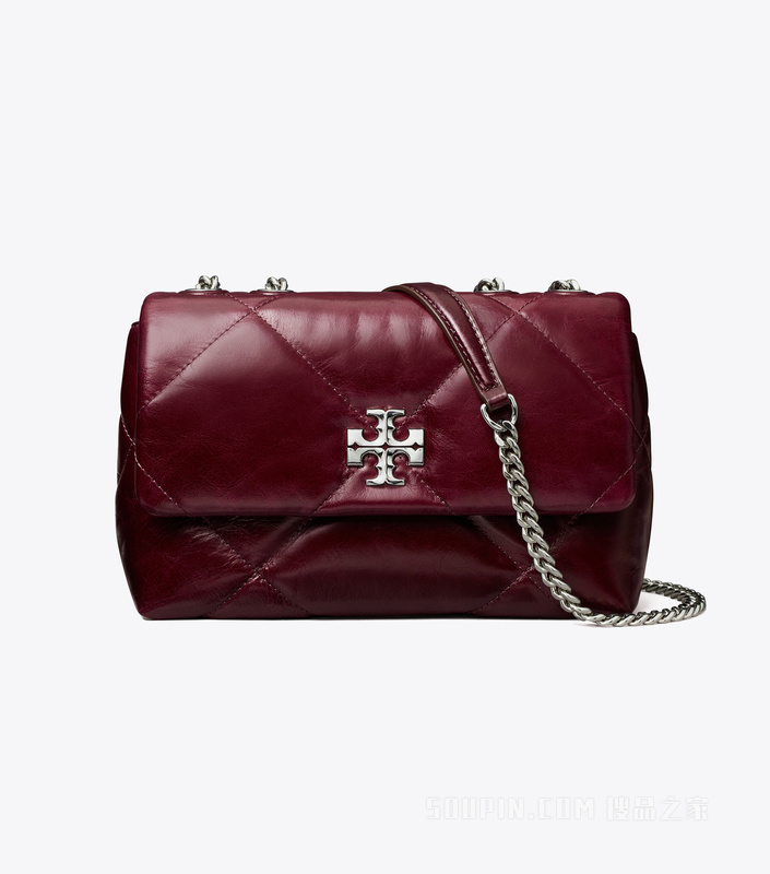 【马年特别系列】Kira 菱格纹绗缝小号做旧肩背包 深洋红色