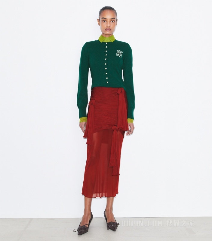 羊毛开衫 深绿色