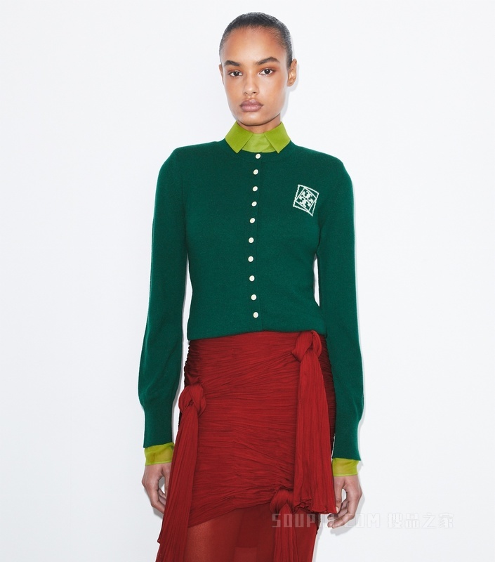 羊毛开衫 深绿色