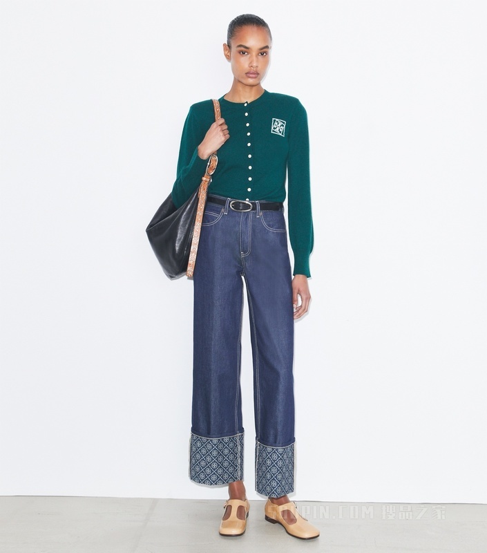 羊毛开衫 深绿色