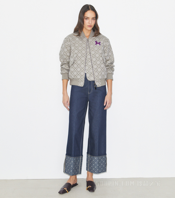 【马年特别系列】T Monogram 提花飞行员外套 浅灰色