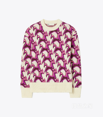 【马年特别系列】羊毛提花圆领毛衣 奶油色