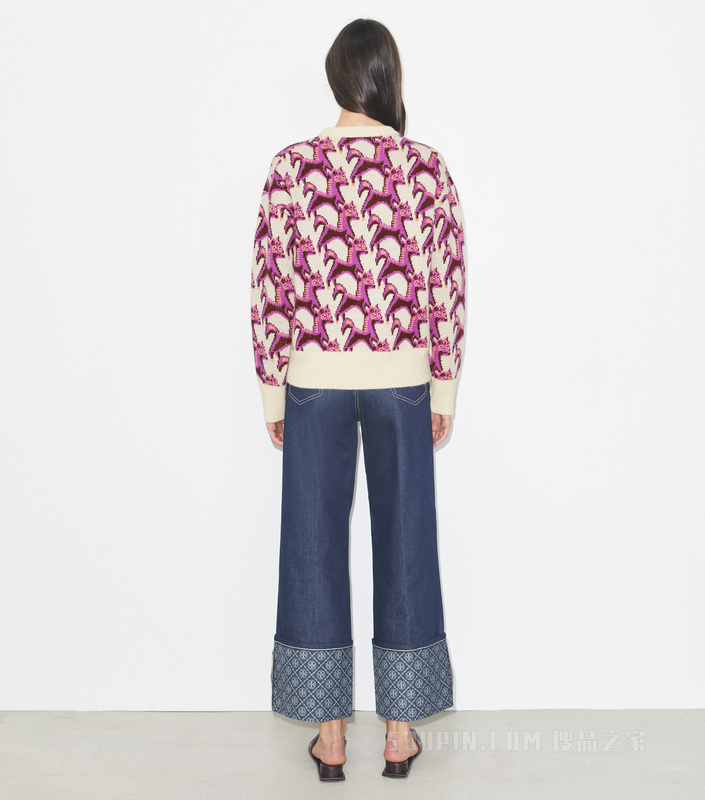 【马年特别系列】羊毛提花圆领毛衣 奶油色