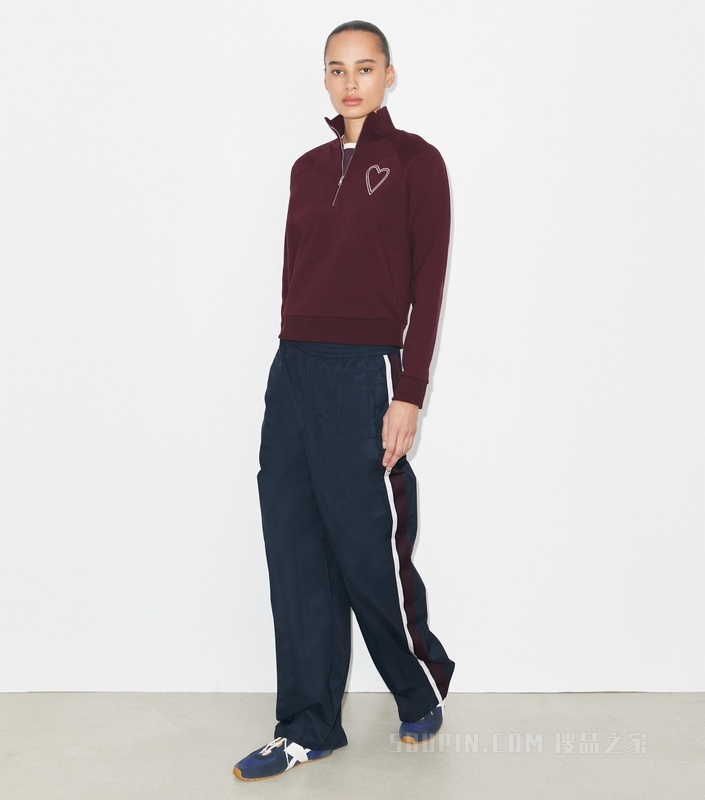 阔腿运动长裤 中调海军蓝