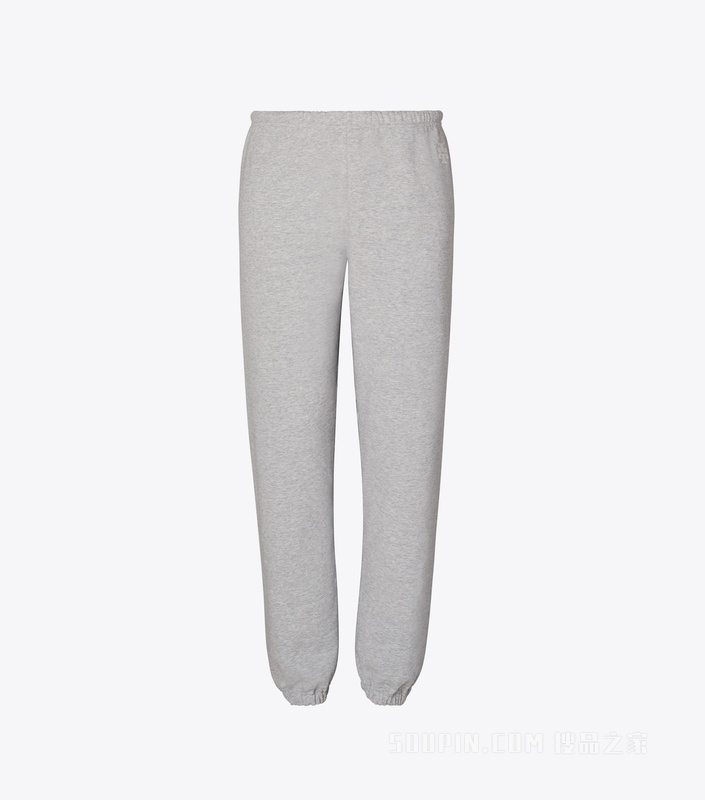 刺绣棉质运动裤 中性灰色调