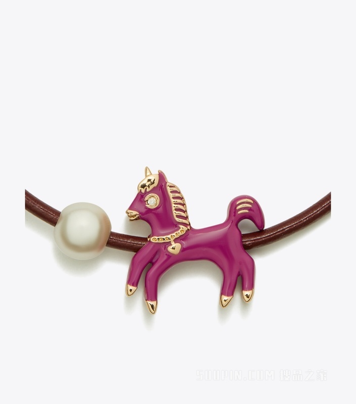 【马年特别系列】小马滑动扣手链 紫红色