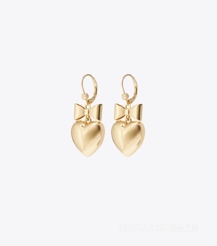 【礼物】Curiosity 奇思妙想系列心形与蝴蝶结耳环 Tory 金