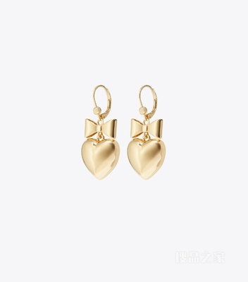 【礼物】Curiosity 奇思妙想系列心形与蝴蝶结耳环 Tory 金