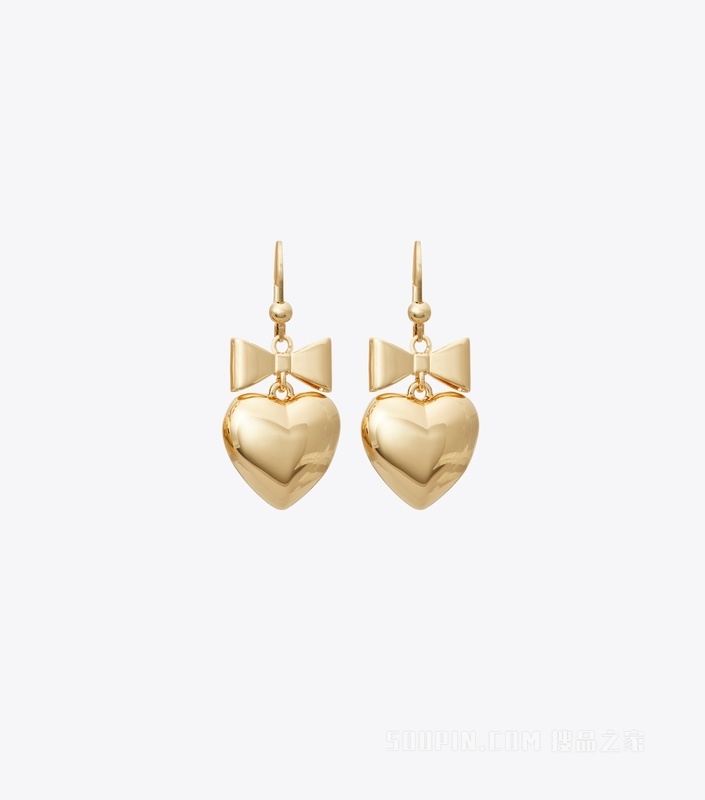 【礼物】Curiosity 奇思妙想系列心形与蝴蝶结耳环 Tory 金