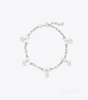 【礼物】Curiosity 奇思妙想系列蝴蝶结手链 Tory 银/珍珠色