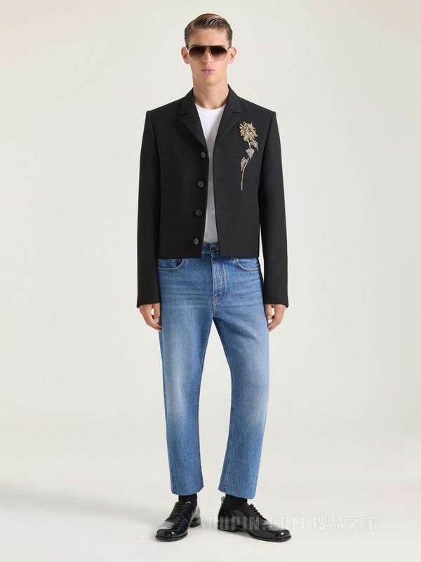 短款单排扣夹克