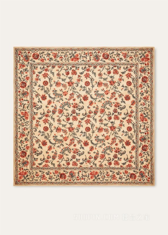 Jasmine Bloom方巾（90 x 90） 桑蚕丝