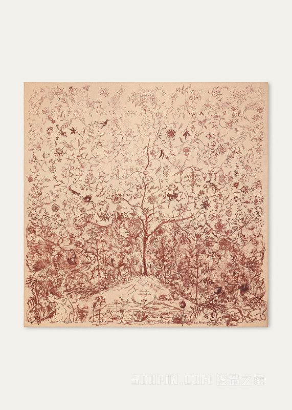 Albero Della Vita方巾（90 x 90） 桑蚕丝
