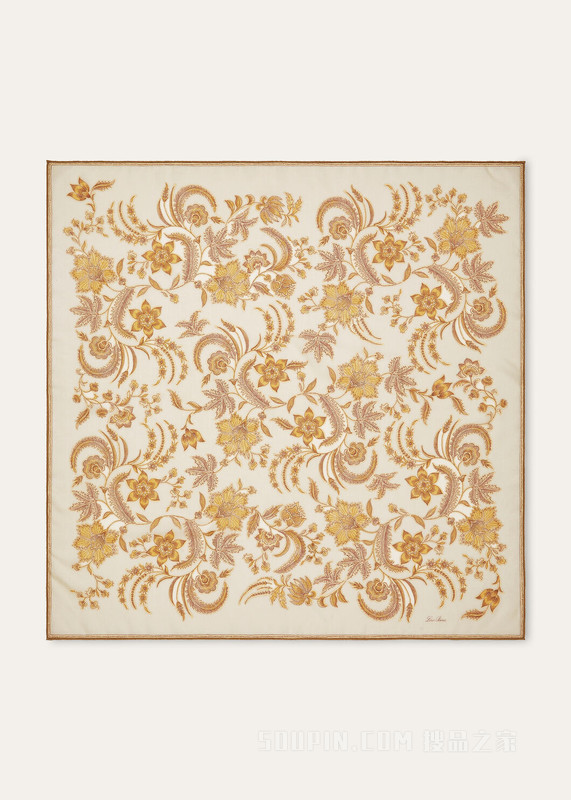 Daffodil Garden方巾（90 x 90） 羊绒, 桑蚕丝