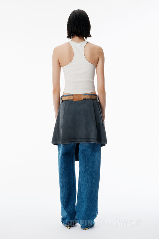 白色弹力皮革背心