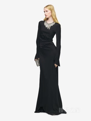 珠宝刺绣晚宴连衣裙