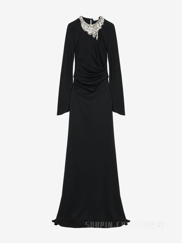 珠宝刺绣晚宴连衣裙