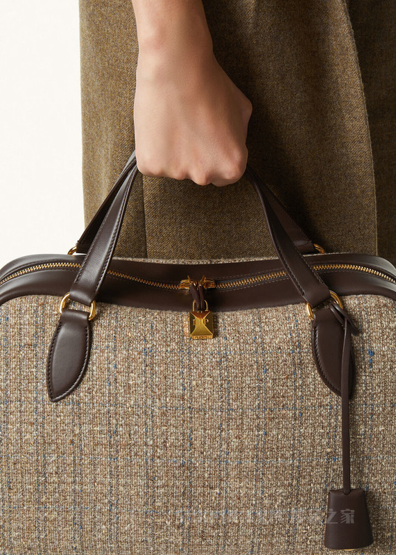 Needle中号手袋 初剪羊毛, 亚麻