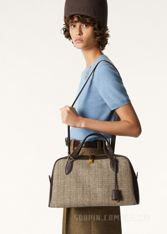 Needle中号手袋 初剪羊毛, 亚麻