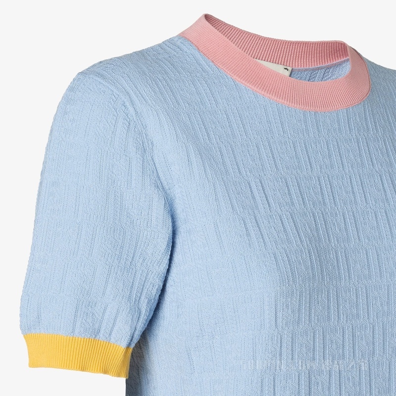 毛衣 FENDI 2026春节限定系列浅蓝色FF棉和桑蚕丝毛衣