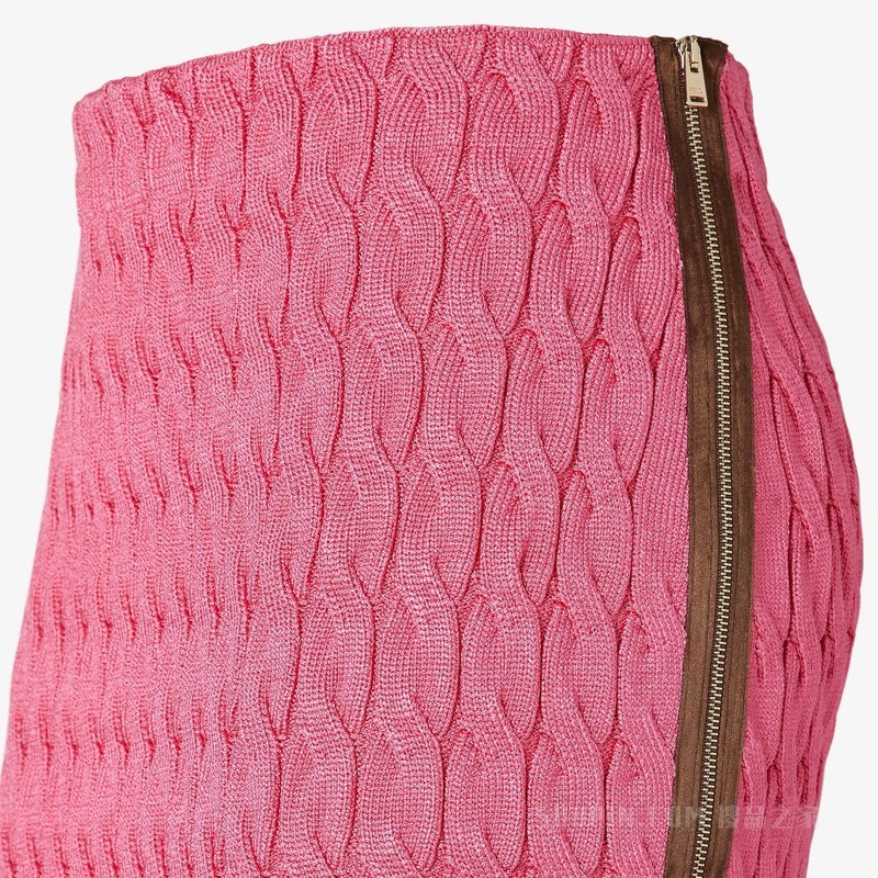 半身裙 粉红色人造丝半身裙