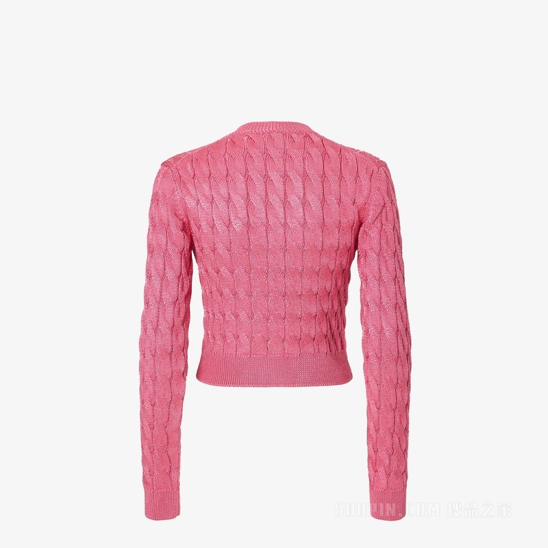 开衫 粉红色人造丝开衫