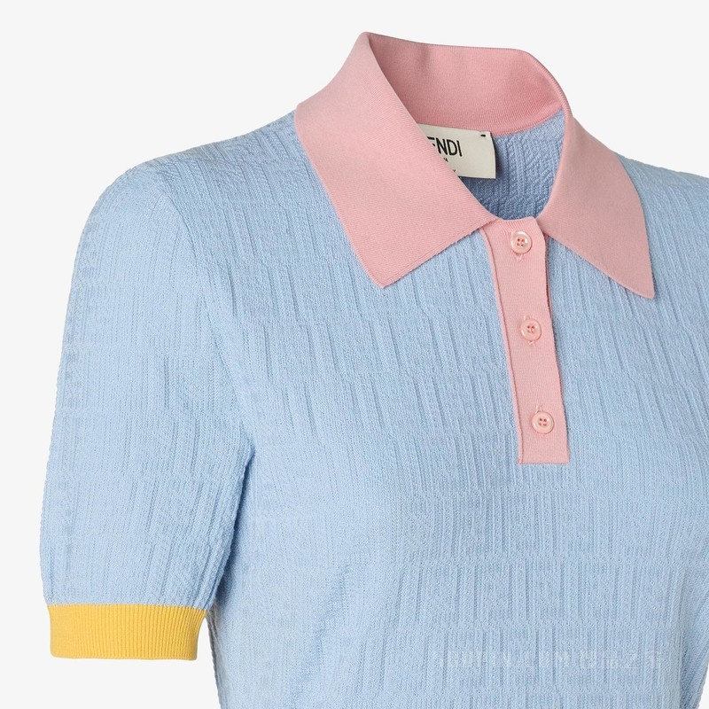 连衣裙 FENDI 2026春节限定系列浅蓝色FF棉和桑蚕丝连衣裙