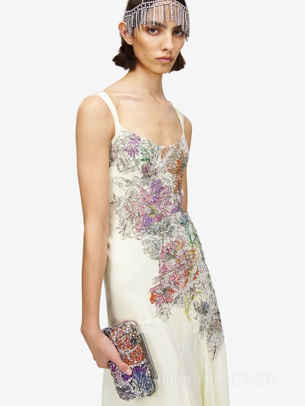 碎花刺绣T-Bar盒形手拿包